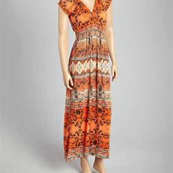 Just Funky Orange Maxi Dress - Picture 1 of 5